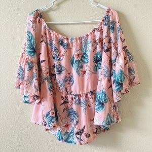 🌱3/$15🌱 a.n.a. Floral Bell Sleeve Peplum Blouse